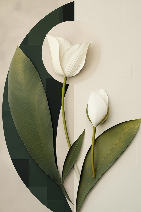 White flowers with green leaves