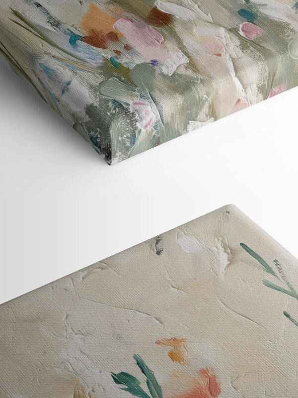 Painting of flowers on a white surface Painting of flowers on a white surface