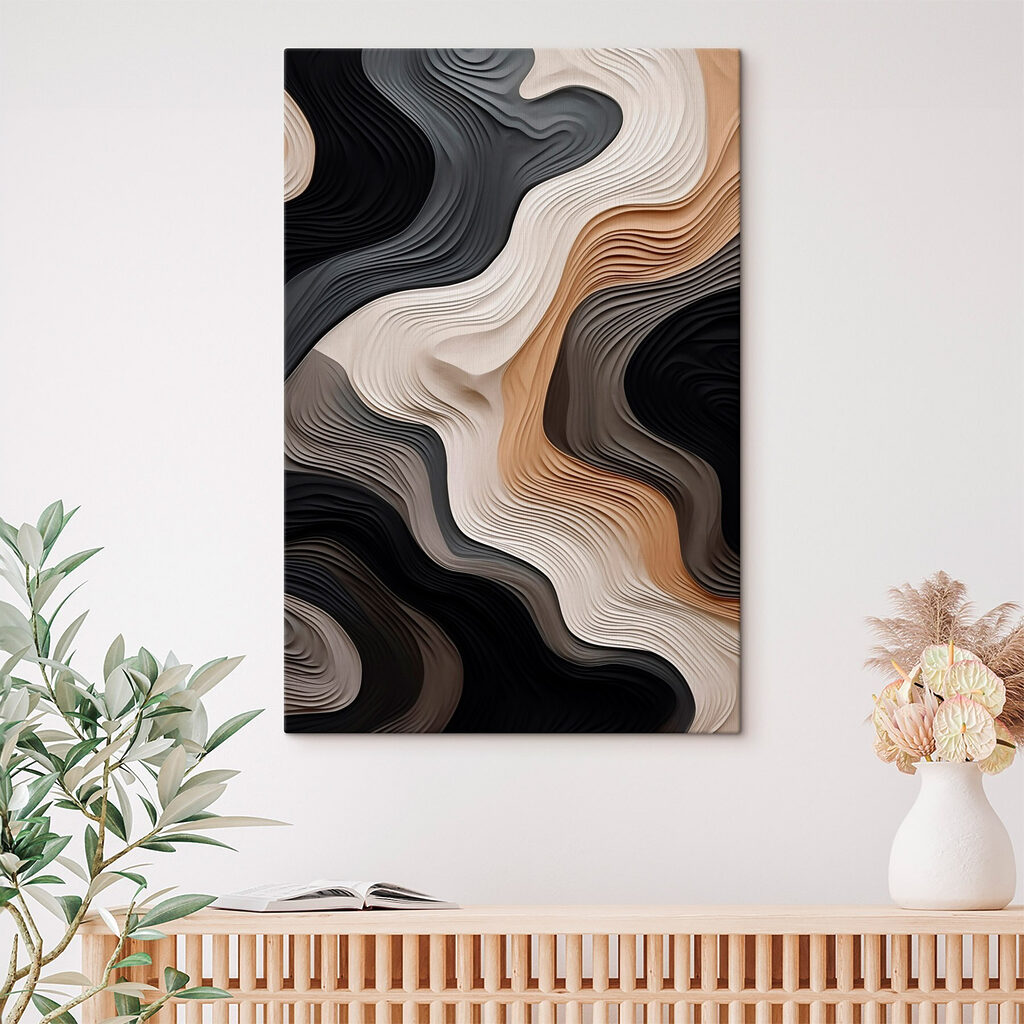 Black and white and brown wavy lines