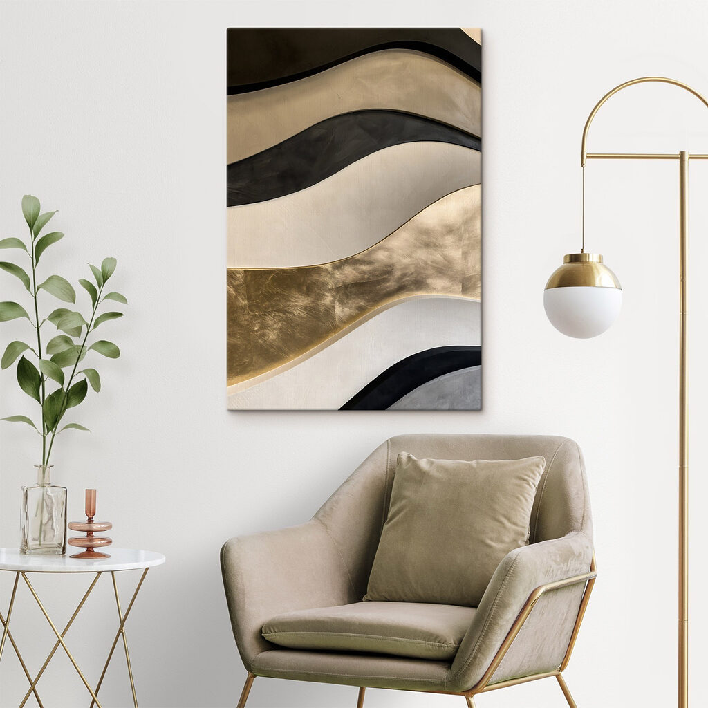 - Wavy patterns in neutral tones - Wavy patterns in neutral tones