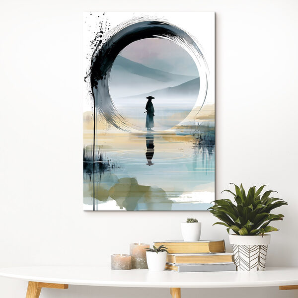 Painting of a man standing in a lake