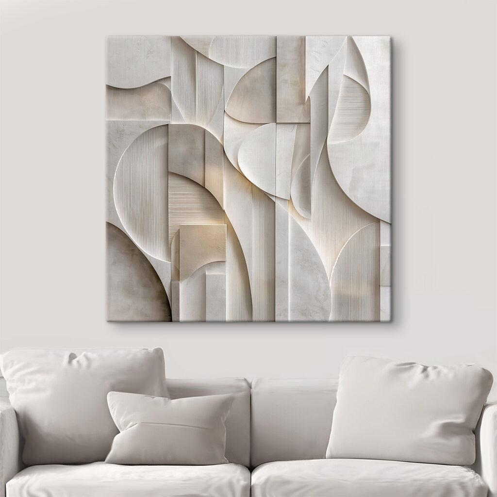 White wall with geometric shapes White wall with geometric shapes