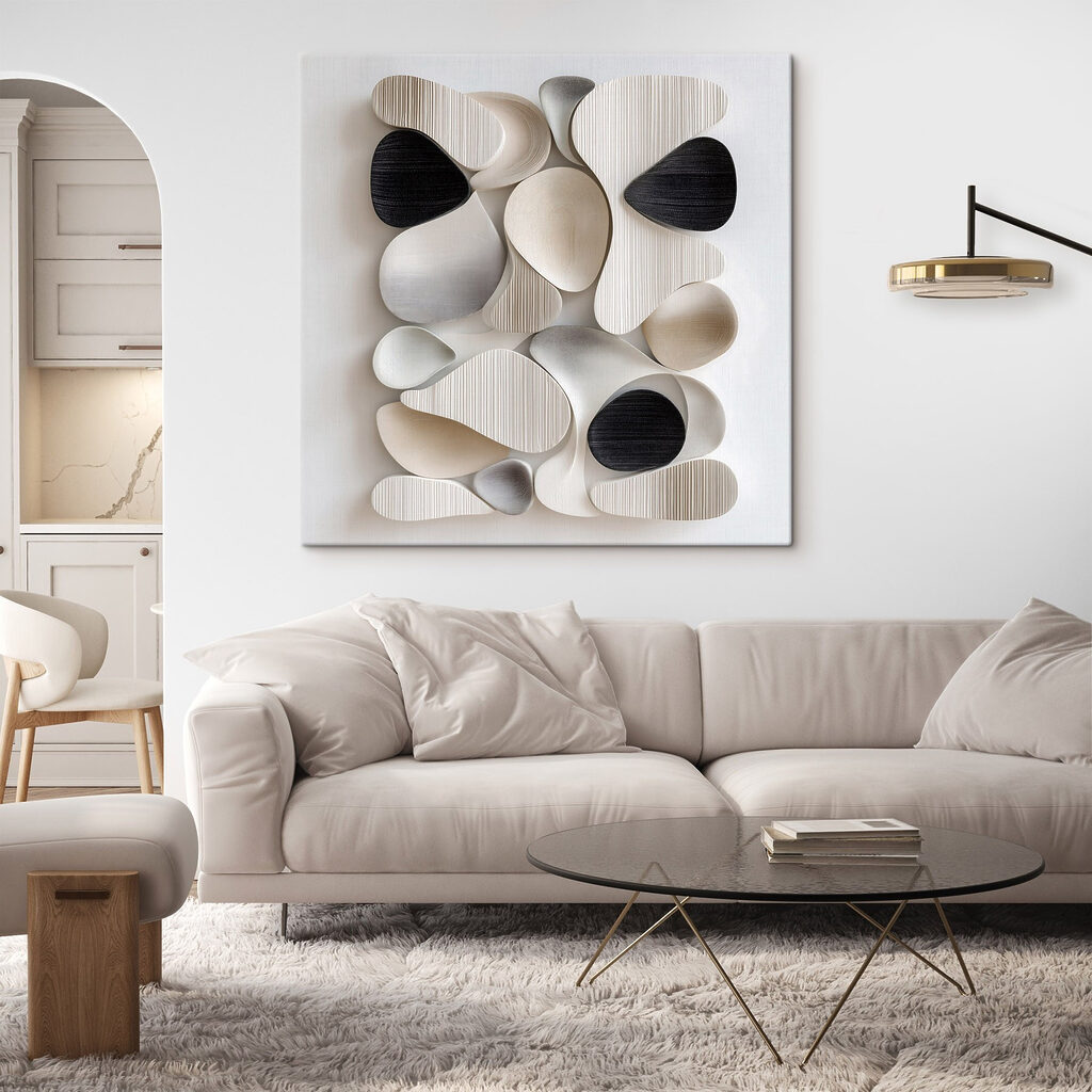 Wall art of black and white shapes Wall art of black and white shapes