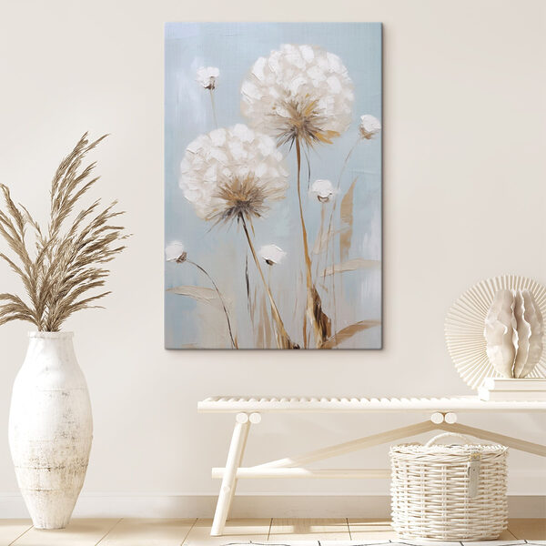 Painting of flowers on a blue background