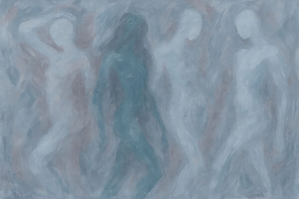 Group of people in a grey room Group of people in a grey room