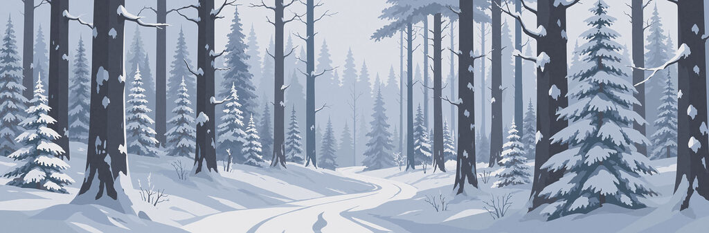 Snowy road in a forest Snowy road in a forest