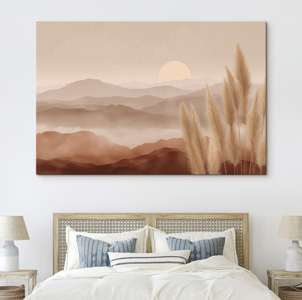 Landscape with mountains and grass