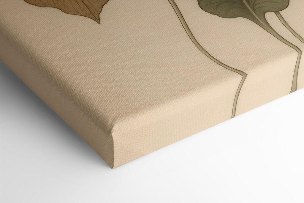 Drawing of leaves on a white surface
