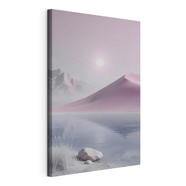 Pink sand dune next to a body of water Pink sand dune next to a body of water