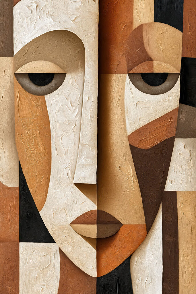 Abstract portrayal of serene expressions