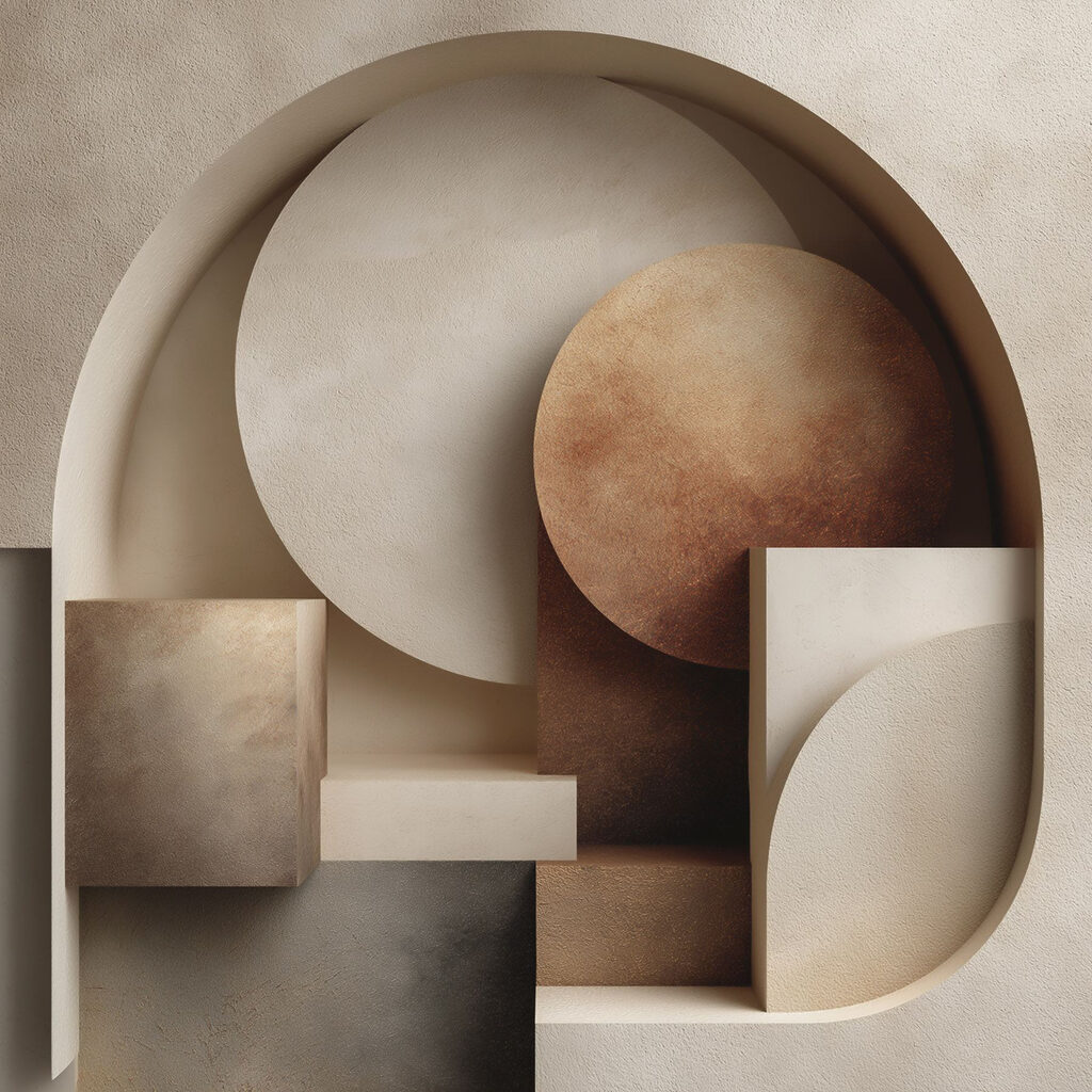 Group of geometric shapes in a wall