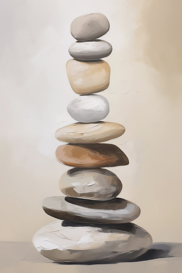 Painting of a stack of rocks