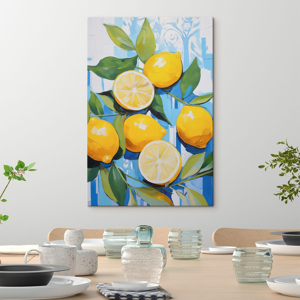 Painting of lemons and leaves Painting of lemons and leaves