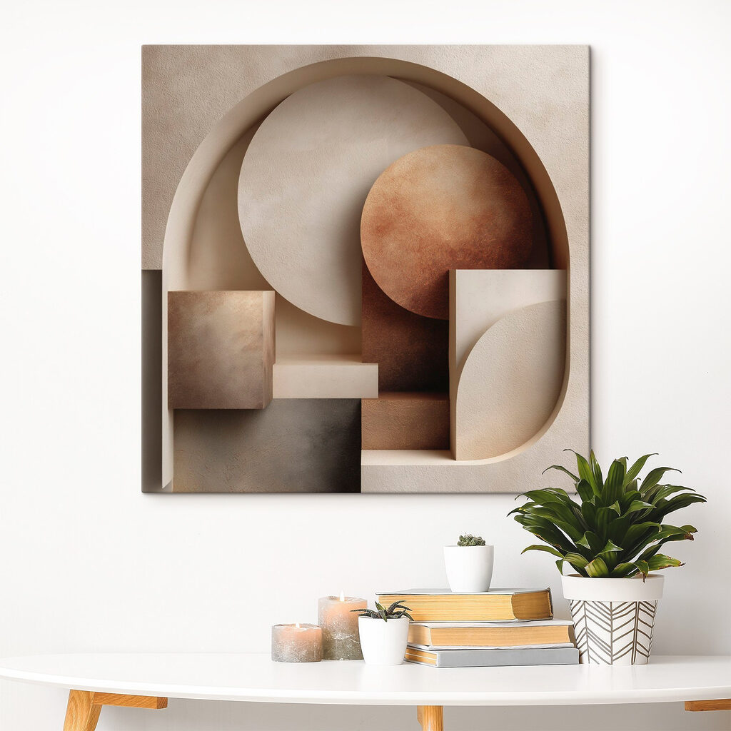 Group of geometric shapes in a wall