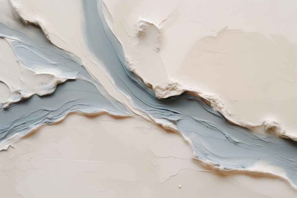 White and blue surface with a river