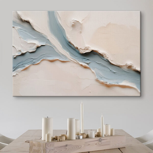 White and blue surface with a river