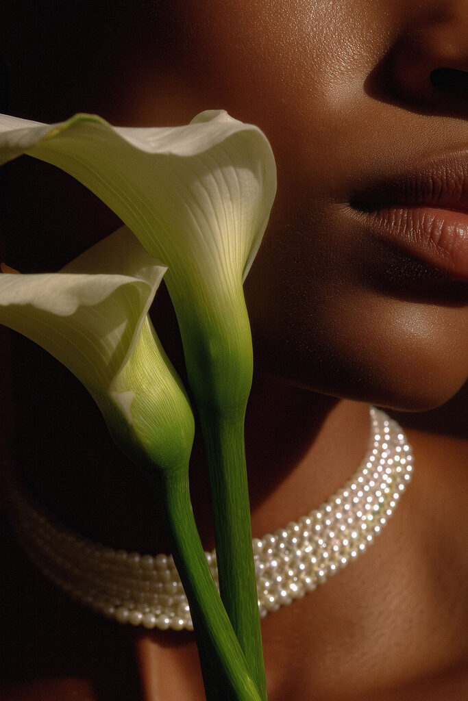 Elegant beauty with floral accents