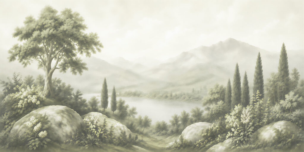 Landscape with trees and a lake