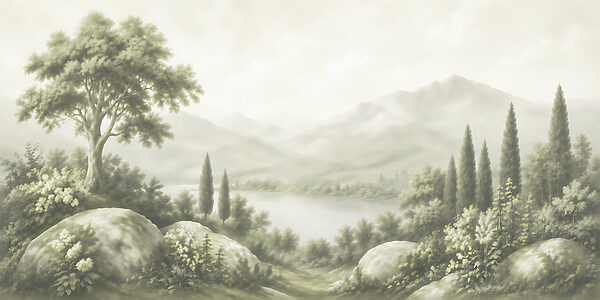 Landscape with trees and a lake