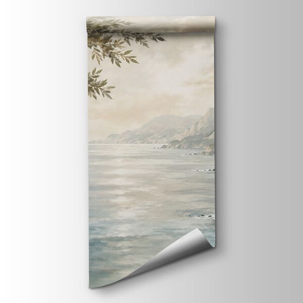Painting of a body of water and a tree Painting of a body of water and a tree