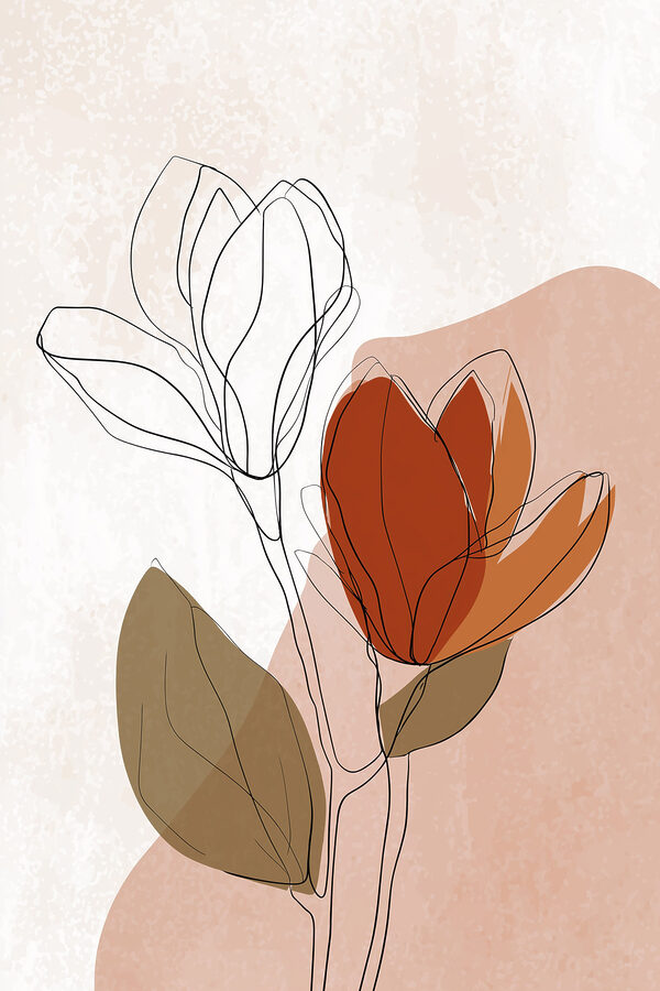 Drawing of flowers with leaves Drawing of flowers with leaves