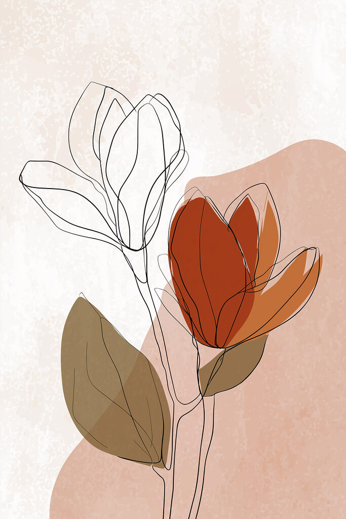 Drawing of flowers with leaves Drawing of flowers with leaves