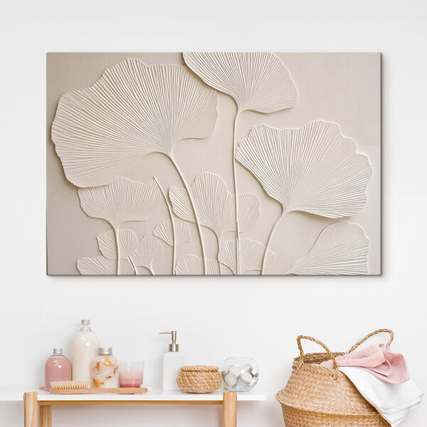 White wall with leaves