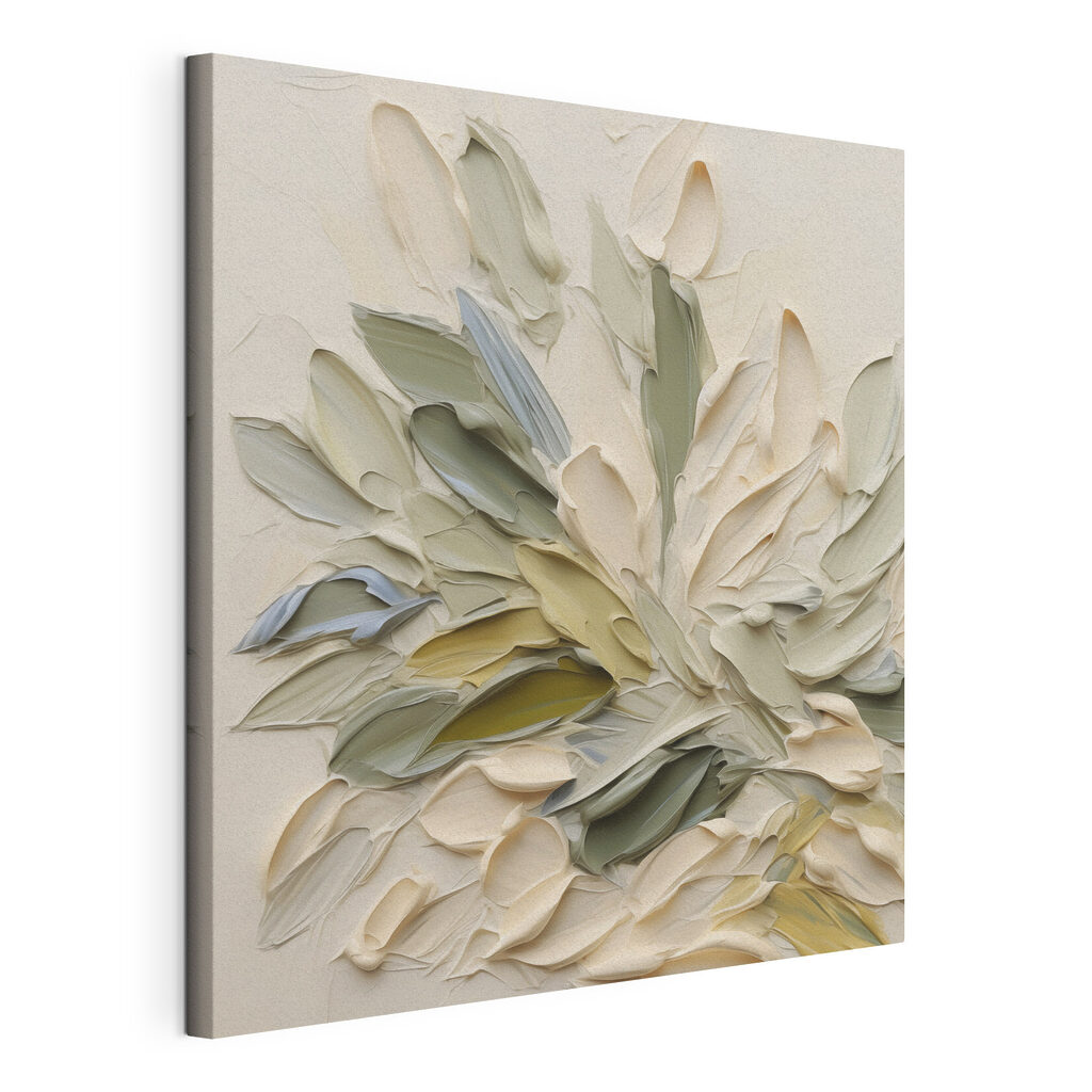 Painting of leaves on a white surface Painting of leaves on a white surface
