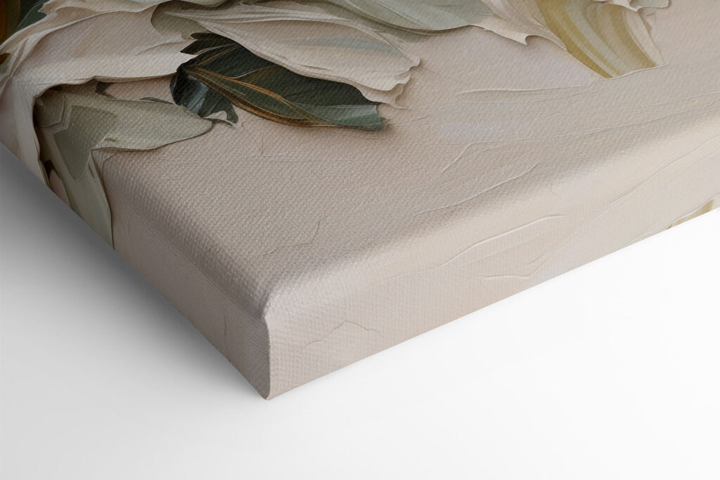 Painting of leaves on a white surface