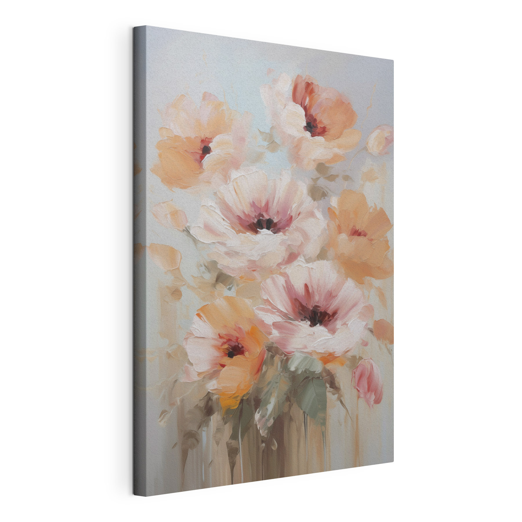 Painting of flowers on a white surface Painting of flowers on a white surface