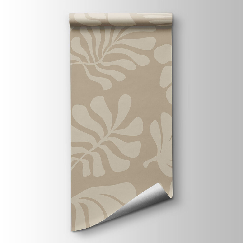 Pattern of leaves on a beige background