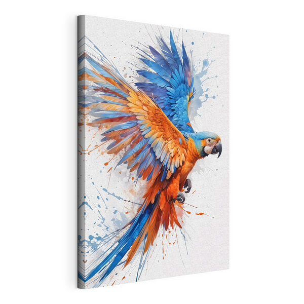Colorful bird flying with paint splashes