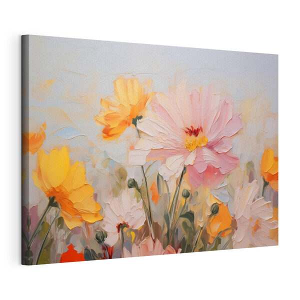 Painting of flowers on a blue background
