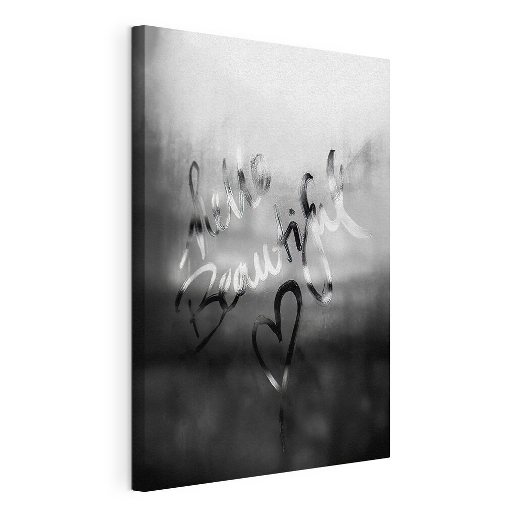 "Hello Beautiful" message on glass "Hello Beautiful" message on glass