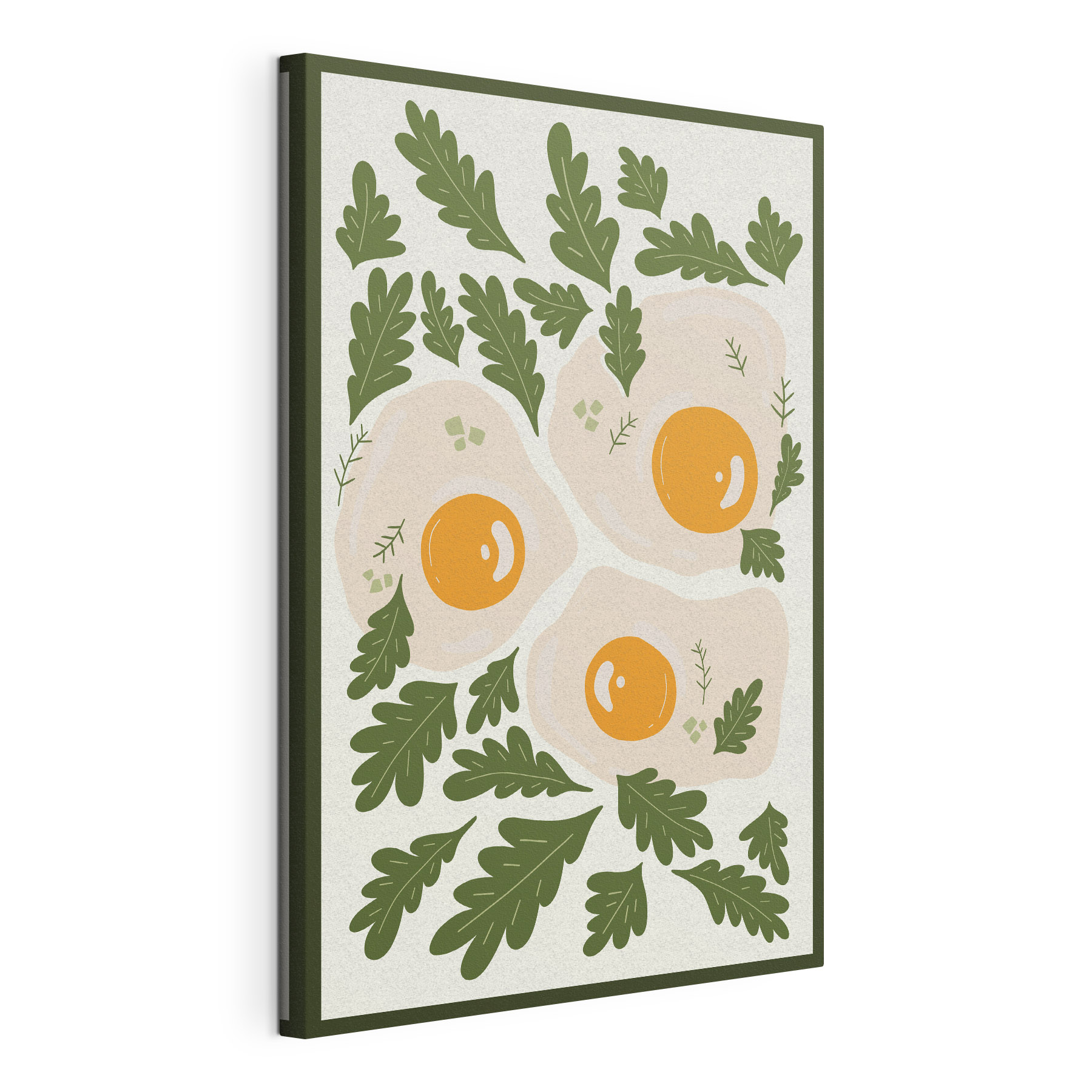 A picture of eggs and leaves