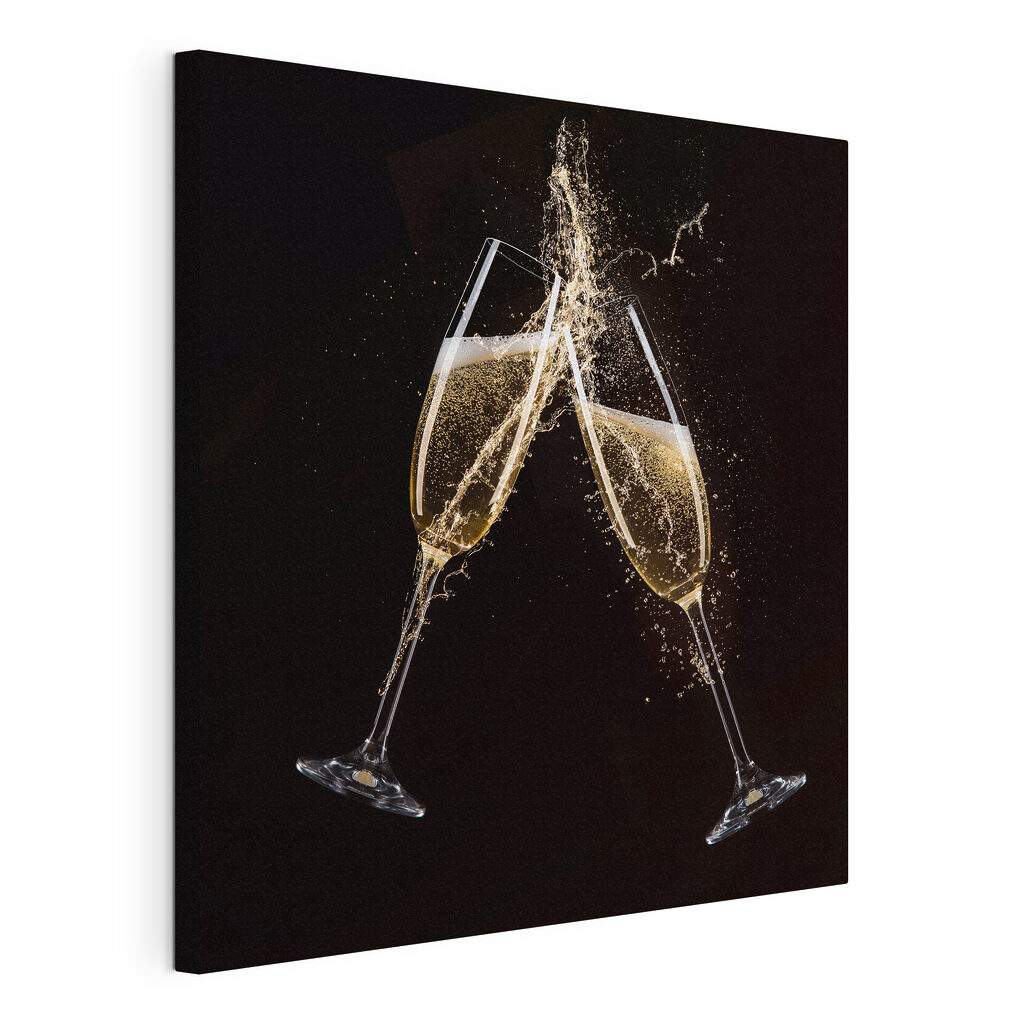 Two glasses of champagne with splashing liquid Two glasses of champagne with splashing liquid