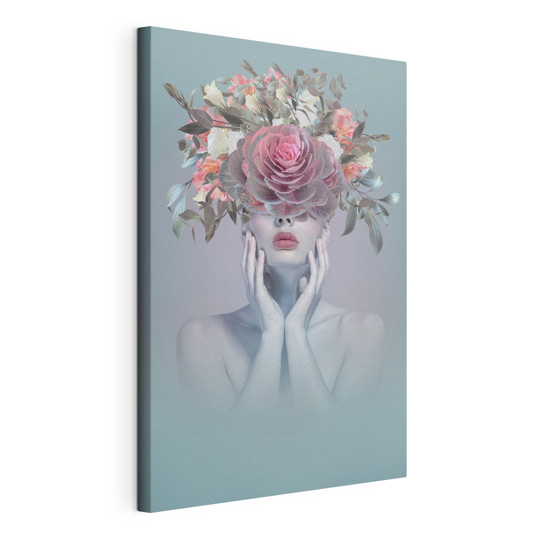 A woman with flowers on her head