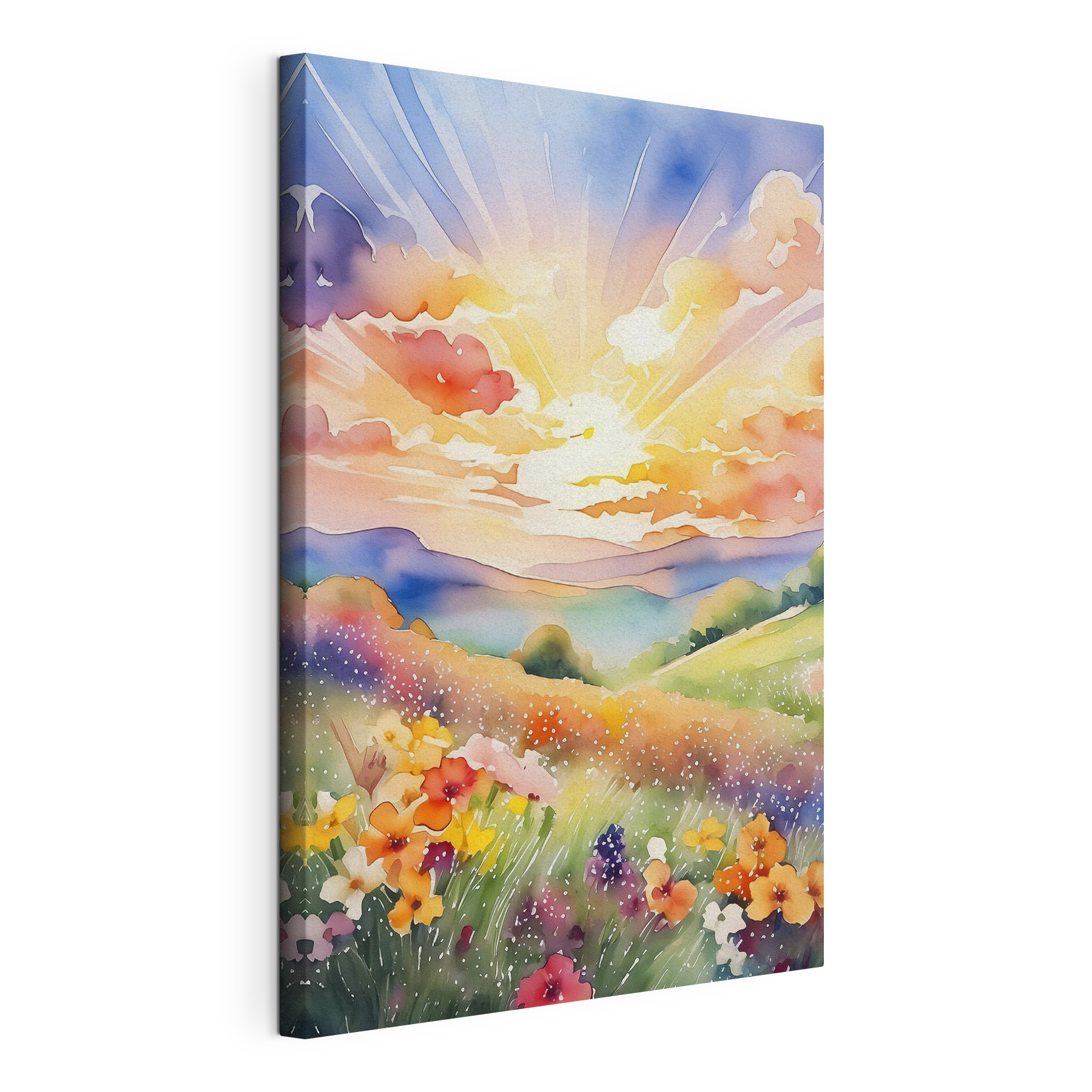 A painting of a field of flowers