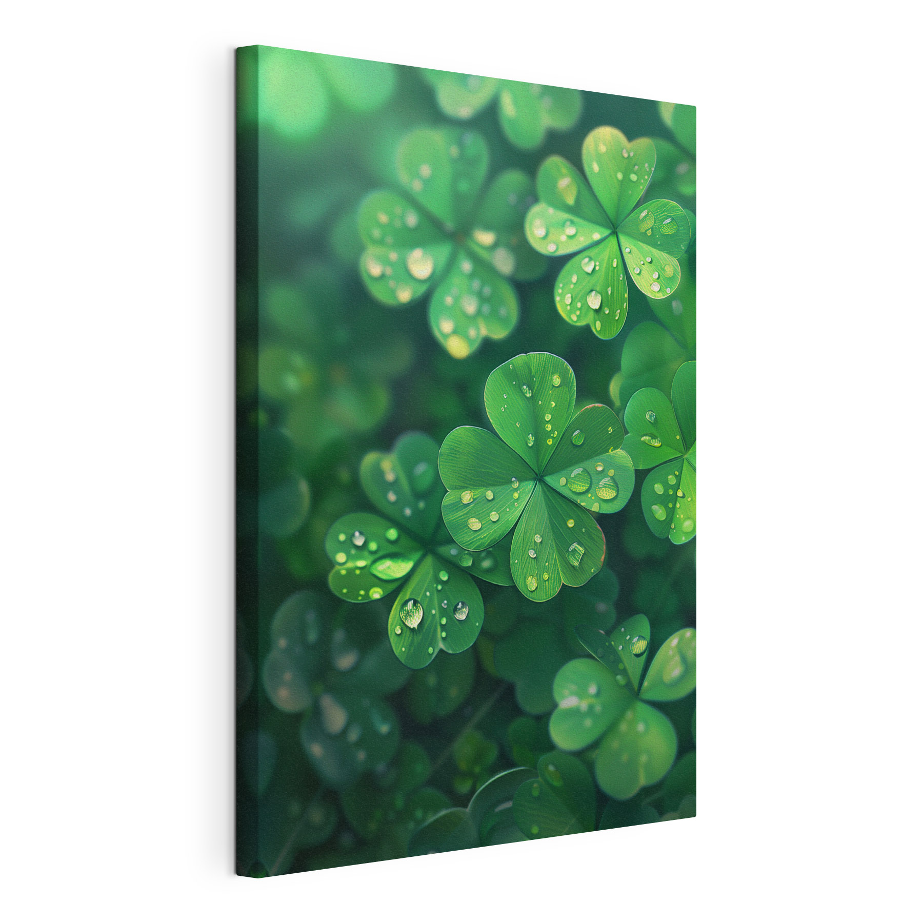 A group of clovers with water droplets A group of clovers with water droplets