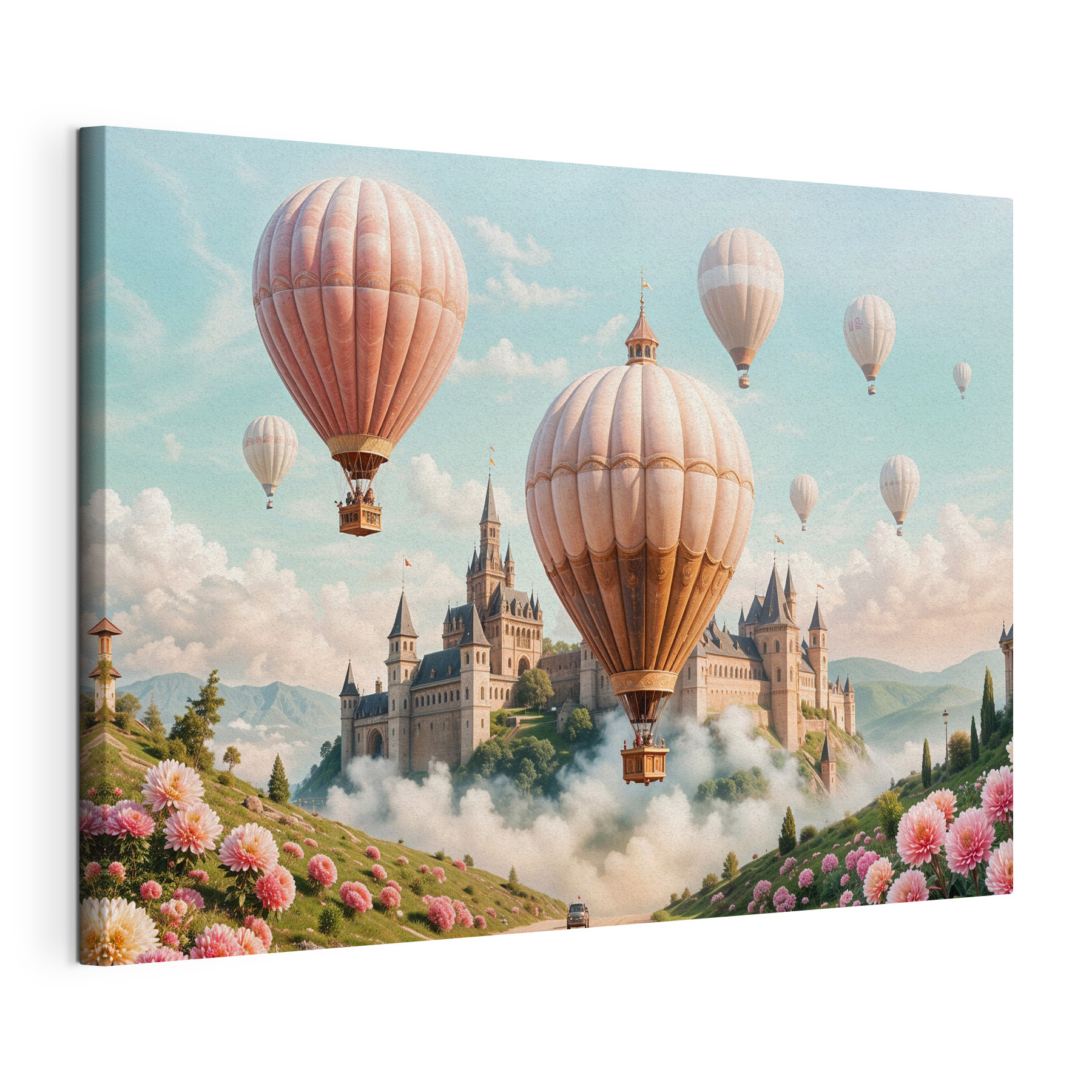 Castle with hot air balloons Castle with hot air balloons