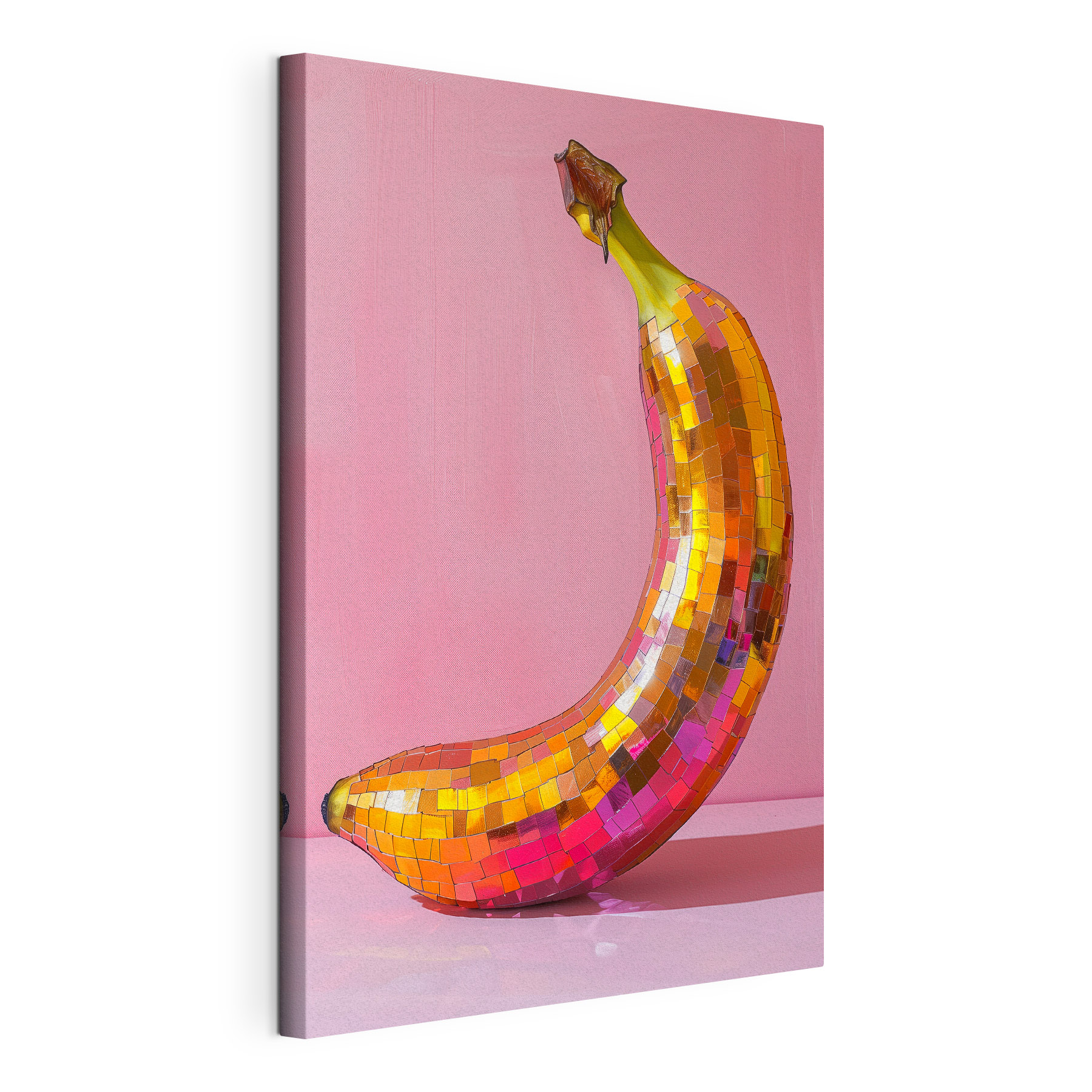 Colorful mirror banana on a pink background Colorful mirror banana on a pink background