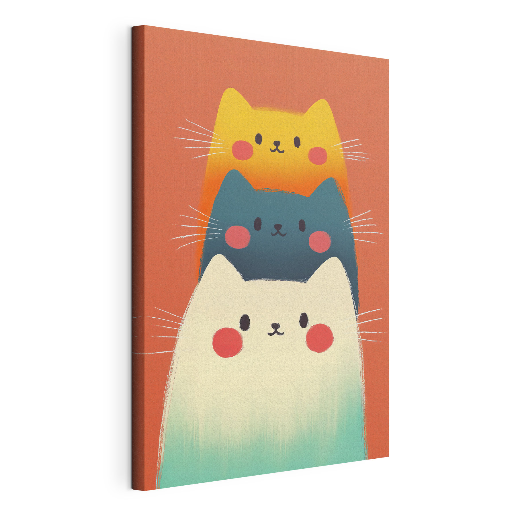 Group of cats on a pink background