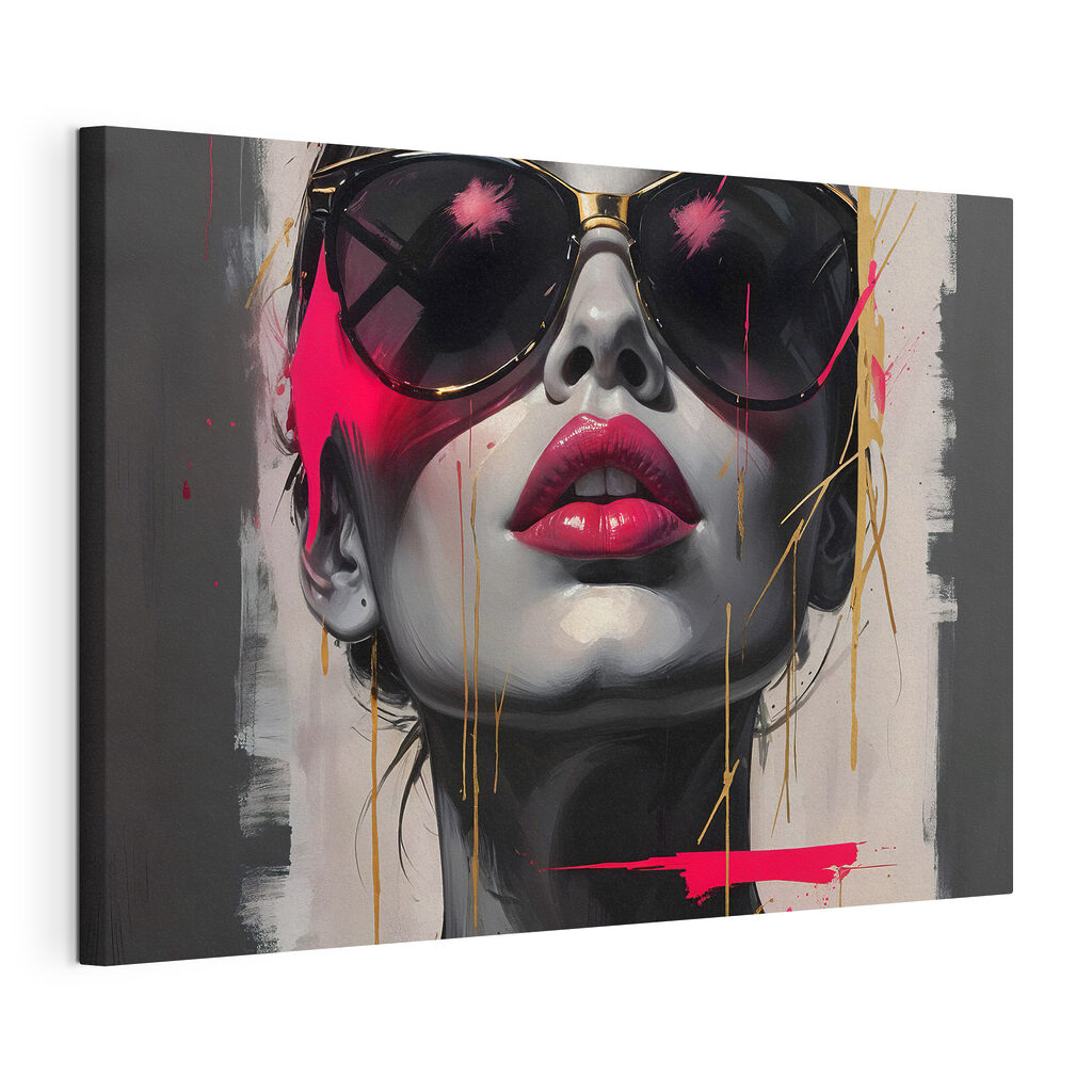 Woman with sunglasses and red lipstick