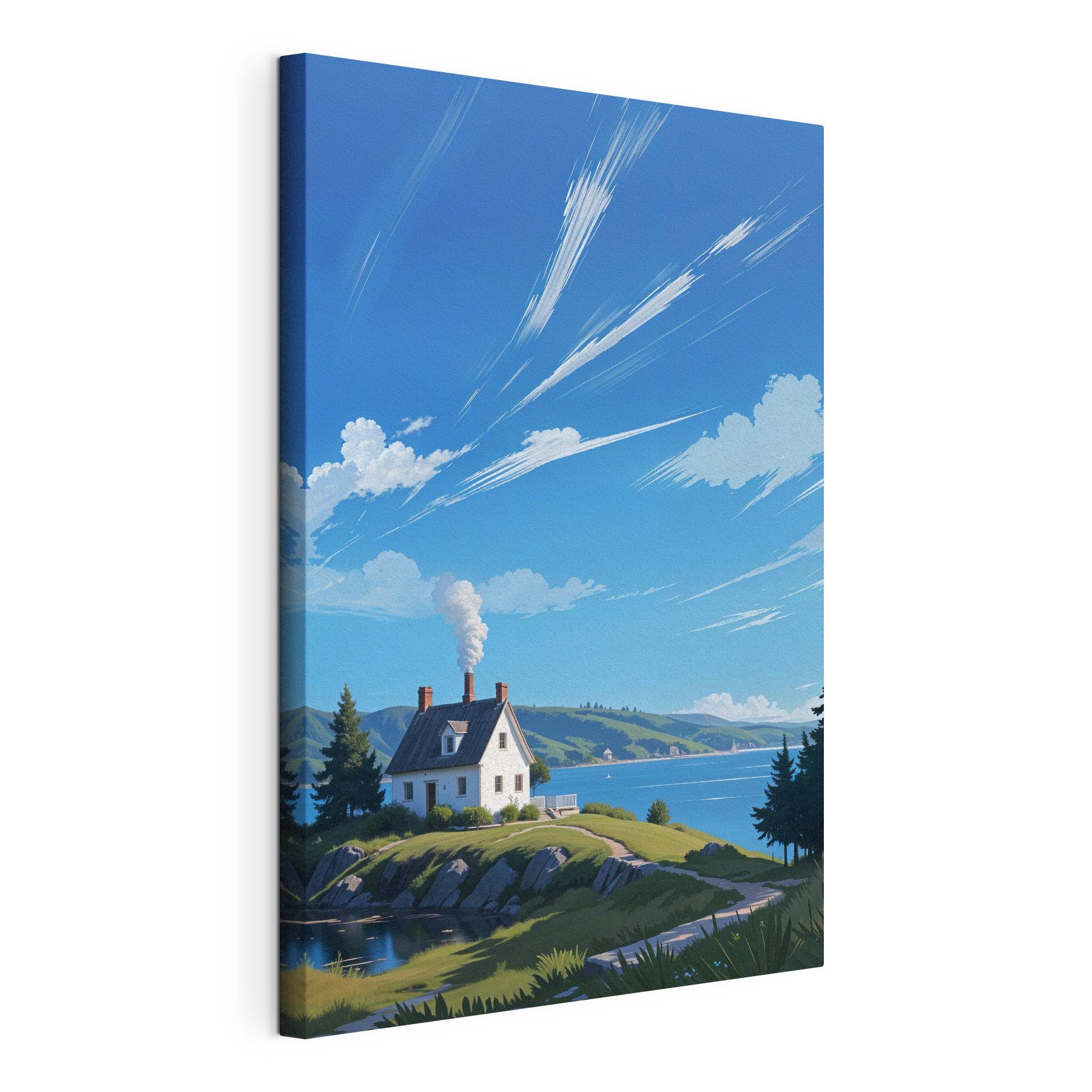 House on a hill by the water