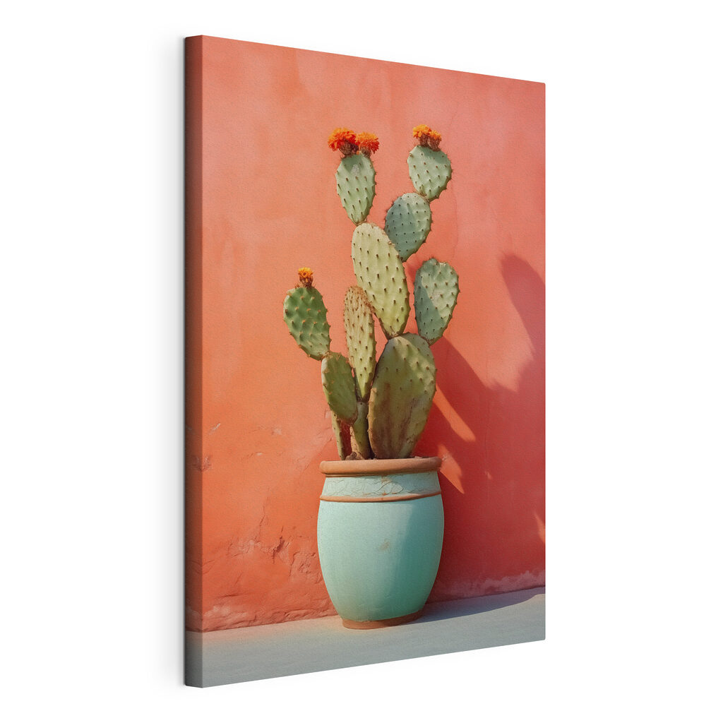 Cactus in a pot against a wall Cactus in a pot against a wall