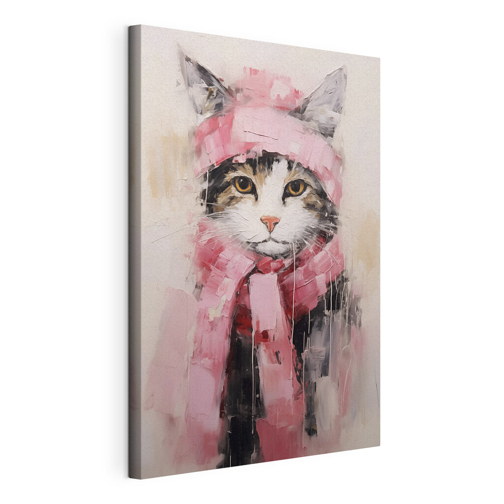 Painting of a cat wearing a scarf Painting of a cat wearing a scarf