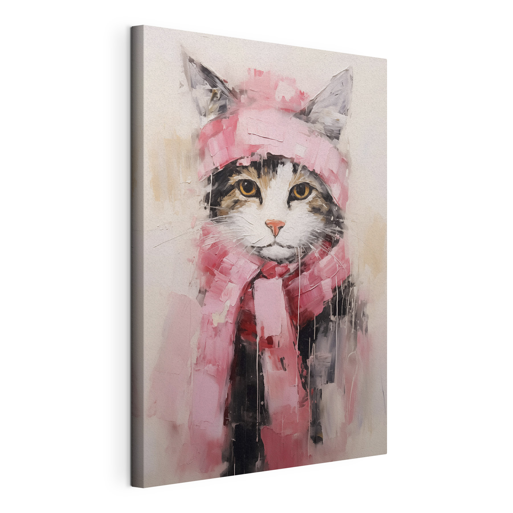 Painting of a cat wearing a scarf Painting of a cat wearing a scarf