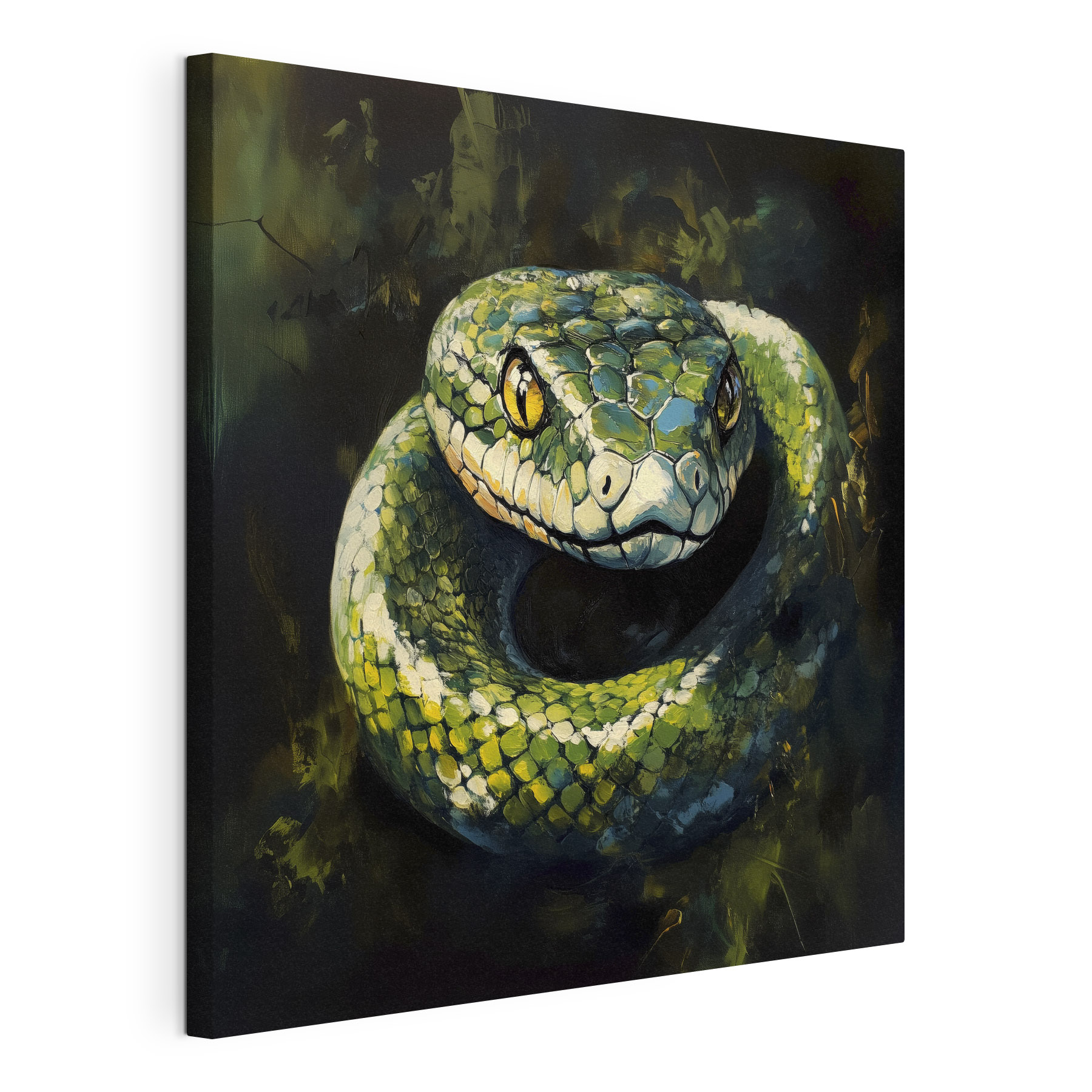 Green snake with yellow eyes Green snake with yellow eyes
