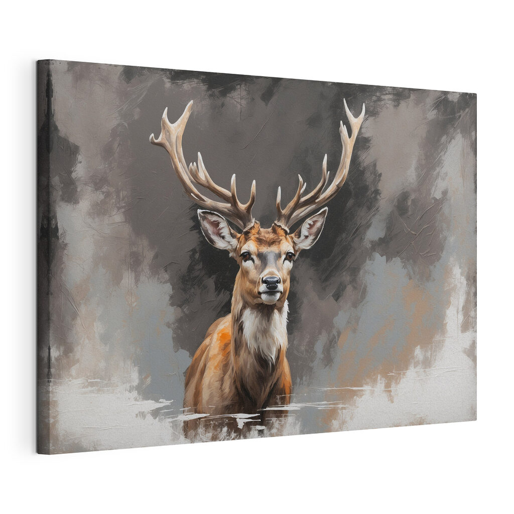Deer with antlers looking at the camera
