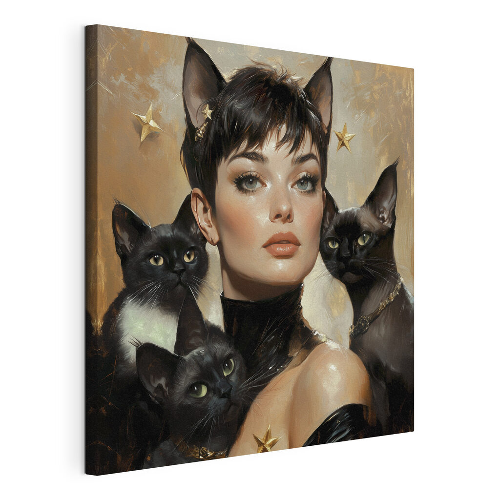 Woman with cats around her neck Woman with cats around her neck